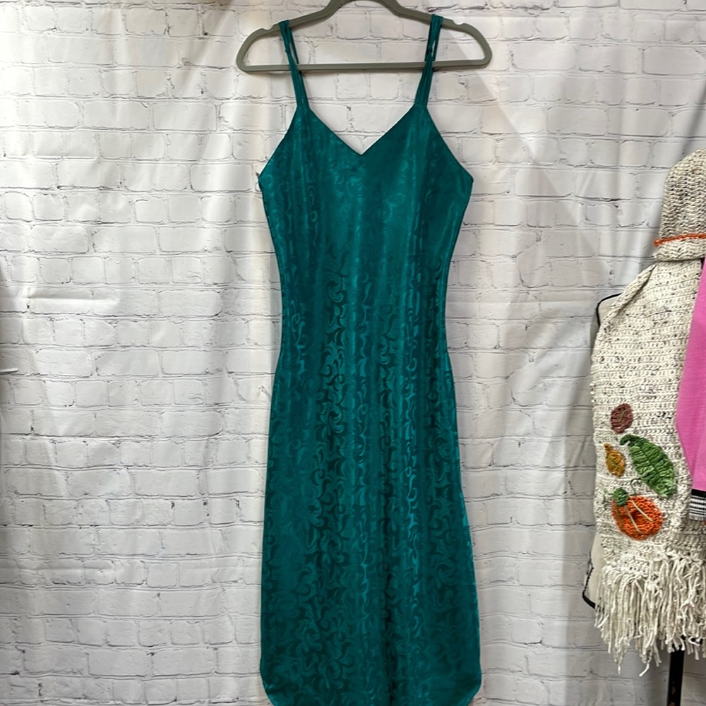 Go Softly vintage y2k emerald green satin shimmer pattern medium lingerie go…